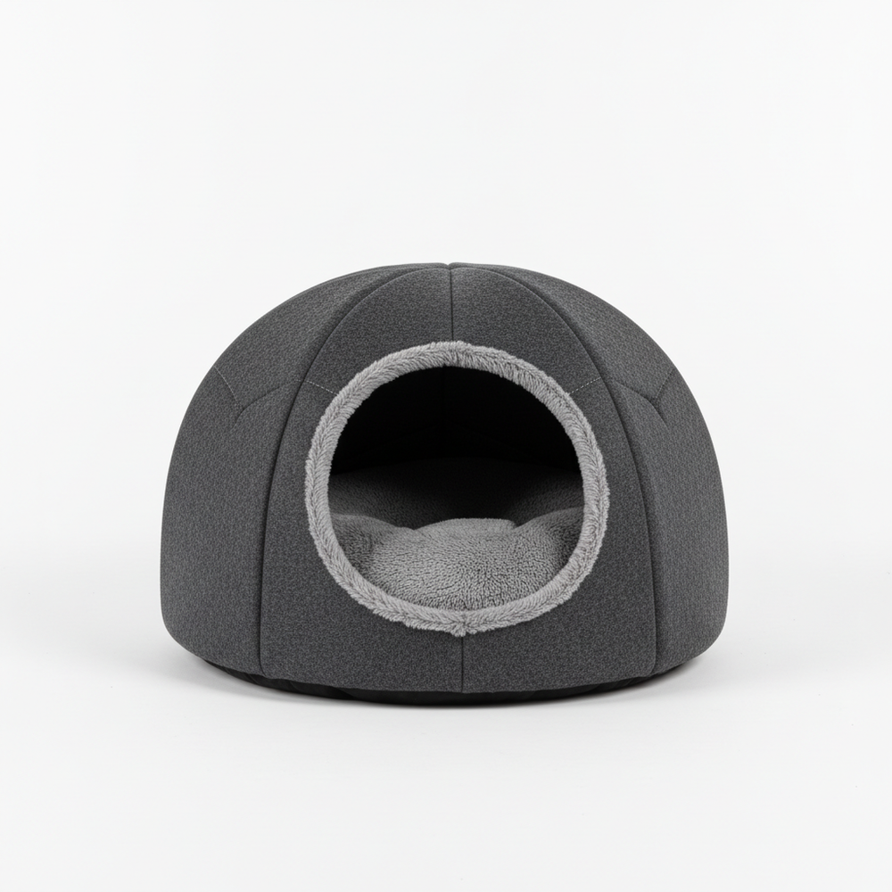 Cozy cat cave bed dark gray