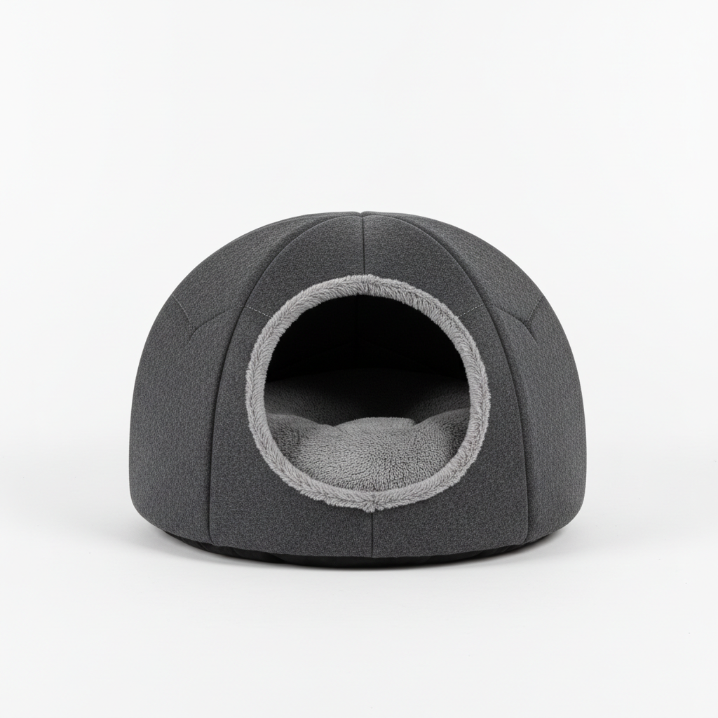 Cozy cat cave bed dark gray